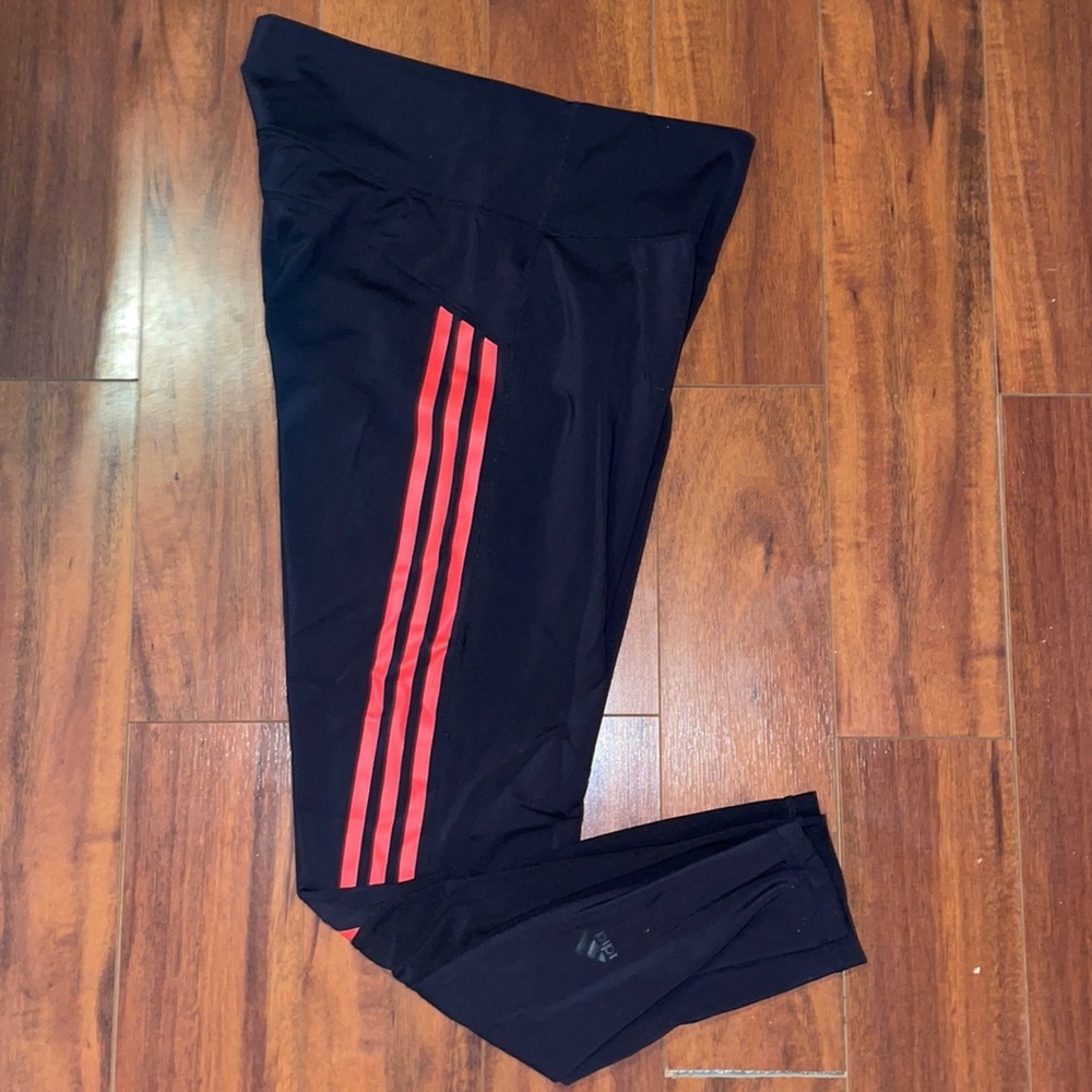 Adidas leggings with red stripes